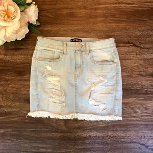 Express Denim and Distressed Skirt